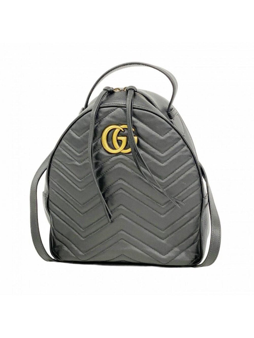 Gucci Backpack GG Marmont Leather Black Gold - Picture 1 of 10